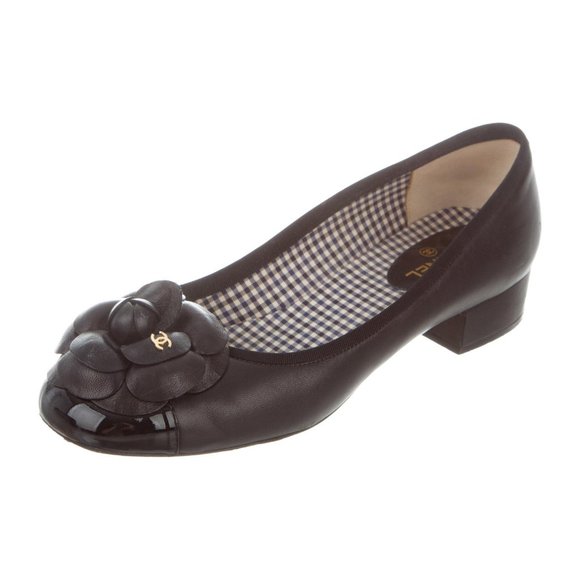 CHANEL Shoes - Chanel CC Logo Camellia Flower Low Heel Pumps